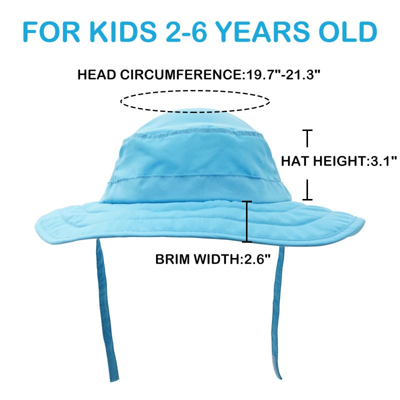 Connectyle Kids UPF 50+ Bucket Sun Hat UV Sun Protection, Aqua Blue, 2-6T - Image 2
